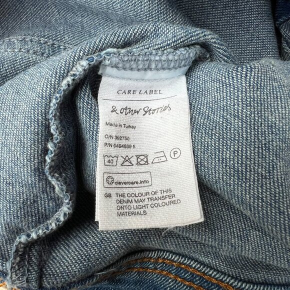& Other Stories Cropped Denim Jean Jacket Mid Wash Lightly Distressed | Size 8 - Picture 13 of 13